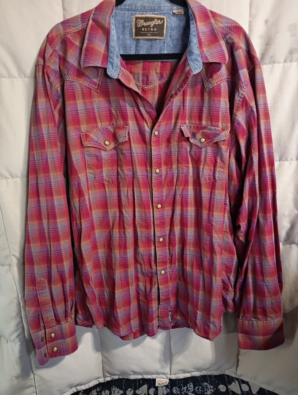 Women's Pink Plaid Button-Down Shirt with Chest Pocket
